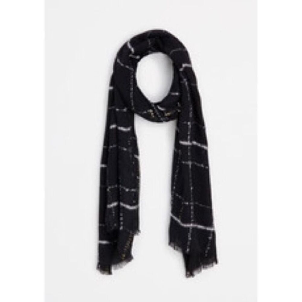 NWT Ann Taylor Black Sequined Windowpane Scarf